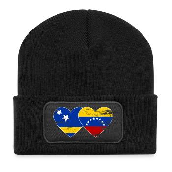 Curacao Venezuela flag heart used - Recycled Patch Beanie - black - Front