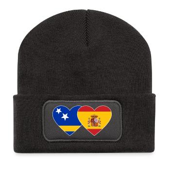 Curacao_Spanien_Flagge_Herz - Recycelte Patch Beanie - Dunkelgrau - Vorne