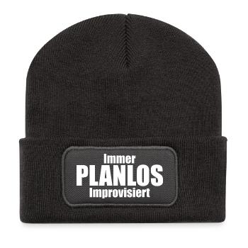 Immer PLANLOS Improvisiert - Recycelte Patch Beanie - Dunkelgrau - Vorne