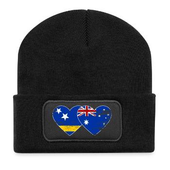 Curacao_Australien_Flagge_Herz_used - Recycelte Patch Beanie - Schwarz - Vorne