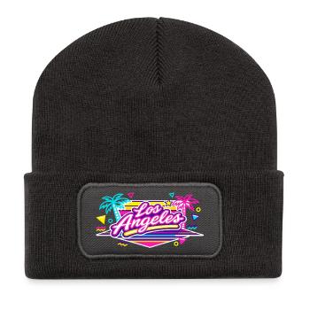 Los Angeles Neon Pink - Beanie recyclé à patch - charbon - Devant