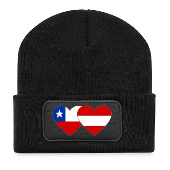 Chili Drapeaux Autrichiens Cœur - Beanie recyclé à patch - noir - Devant