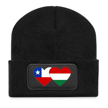 Bolivien_Ungarn_Flagge_Herz - Recycelte Patch Beanie - Schwarz - Vorne