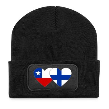 Chile Finland Flag Heart - Recycled Patch Beanie - black - Front