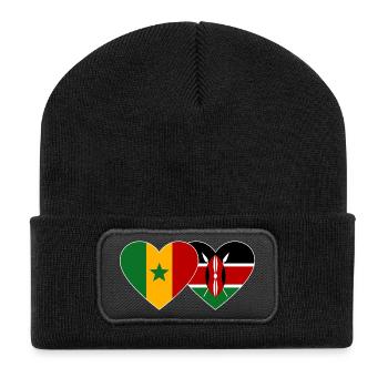 Senegal_Kenia_Flagge_Herz - Recycelte Patch Beanie - Schwarz - Vorne
