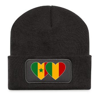 Senegal_Mali_Flagge_Herz - Beanie recyclé à patch - charbon - Devant