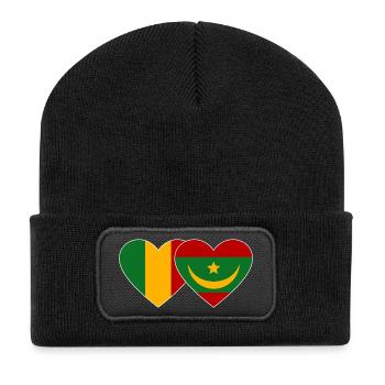 Mali_Mauretanien_Flagge_Herz - Beanie recyclé à patch - noir - Devant