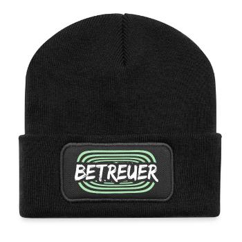 Betreuer Logo Schriftzug - Recycelte Patch Beanie - Schwarz - Vorne