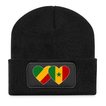 Kongo_Senegal_Flagge_Herz - Recycled Patch Beanie - black - Front