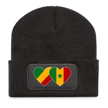 Kongo_Senegal_Flagge_Herz - Beanie recyclé à patch - charbon - Devant