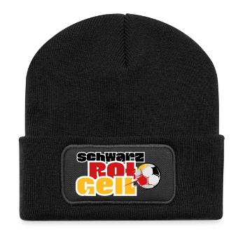 Motif du football pour la Coupe du Monde - Beanie recyclé à patch - noir - Devant