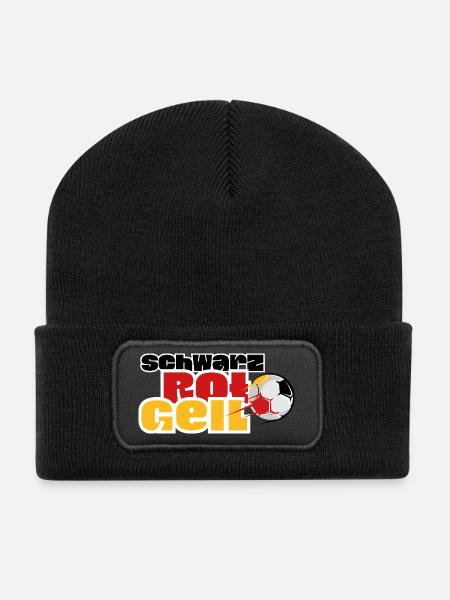 Fußball Motiv für die WM - Recycelte Patch Beanie - Schwarz