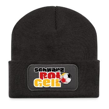 Motif du football pour la Coupe du Monde - Beanie recyclé à patch - charbon - Devant