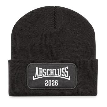 Abschluss 2026 (Schulabschluss 26 / Konkav / W) - Recycelte Patch Beanie - Dunkelgrau - Vorne