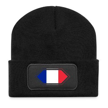 Losange du drapeau français - Beanie recyclé à patch - noir - Devant