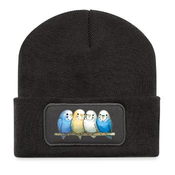 Perruches ondulées - Beanie recyclé à patch - charbon - Devant