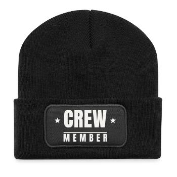 Crew Member Stars Badge Team Staff Event Festival - Recycled Patch Beanie - black - Front