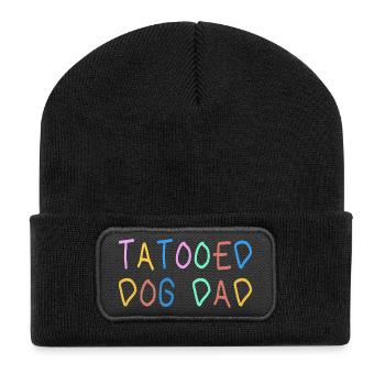 Chien tatoué Papa offert pour la fête des pères - Beanie recyclé à patch - noir - Devant