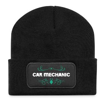 Car Mechanic Ornament - Recycled Patch Beanie - black - Front