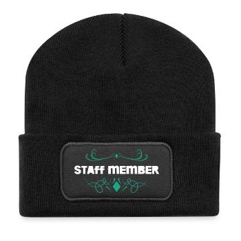 Staff Member Ornament Abzeichen - Recycelte Patch Beanie - Schwarz - Vorne