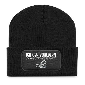 Bouldern Da hab ich meine Ruhe Klettern - Recycelte Patch Beanie - Schwarz - Vorne