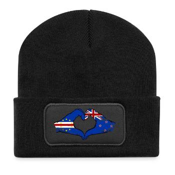 Mains du drapeau du Cap-Vert Nouvelle-Zélande en forme de cœur utilisées - Beanie recyclé à patch - noir - Devant
