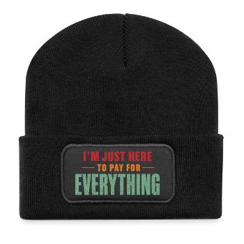 Ich bin nur hier, um alles zu bezahlen, lustiger Papa " - Recycelte Patch Beanie - Schwarz - Vorne