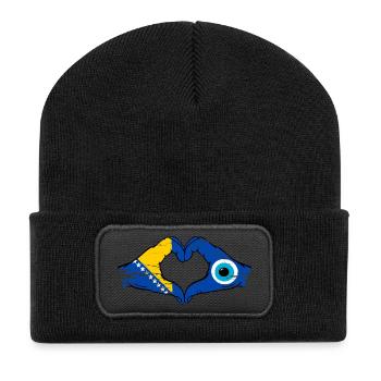 Bosnia Nazar flag hands heart shape used - Recycled Patch Beanie - black - Front