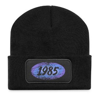 1985 - Recycelte Patch Beanie - Schwarz - Vorne