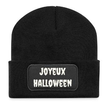 HALLOWEEN. KÜRBIS. HALLOWEEN KÜRBIS - Recycelte Patch Beanie - Schwarz - Vorne