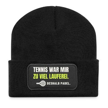 Padel statt Tennis – zu viel Lauferei - Recycelte Patch Beanie - Schwarz - Vorne