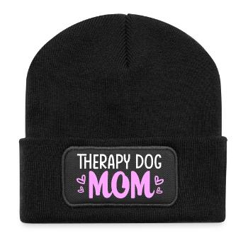 Therapiehund - Recycelte Patch Beanie - Schwarz - Vorne