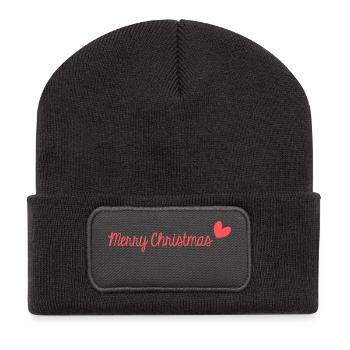 CHRISTMAS. MERRY CHRISTMAS. MERRY CHRISTMAS. NEW YEAR’S DAY - Recycled Patch Beanie - dark grey - Front