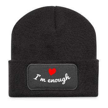 I´m enough Selbstvertrauen Selbstliebe Spruch - Recycelte Patch Beanie - Dunkelgrau - Vorne