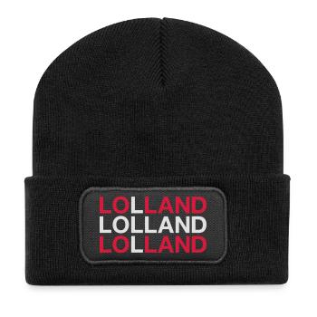 LOLLAND Dänische Flagge Dänemark Denmark - Recycelte Patch Beanie - Schwarz - Vorne