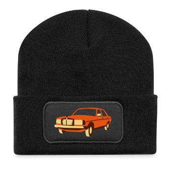 W123 Oldtimer - Recycelte Patch Beanie - Schwarz - Vorne