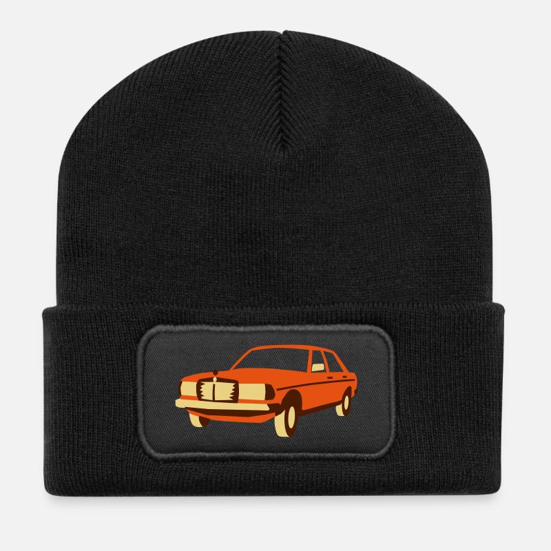 W123 Oldtimer - Recycelte Patch Beanie - Schwarz