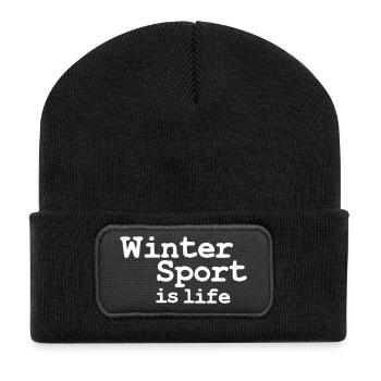 winter sport is life - Recycelte Patch Beanie - Schwarz - Vorne