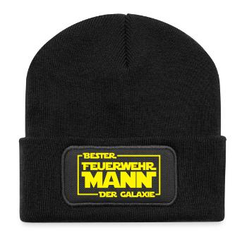 Bester Feuerwehrmann der Galaxie - Recycelte Patch Beanie - Schwarz - Vorne