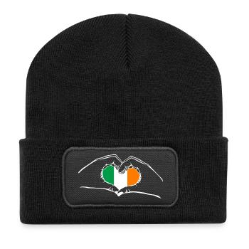 J’adore l’Irlande - coeur mains - Beanie recyclé à patch - noir - Devant