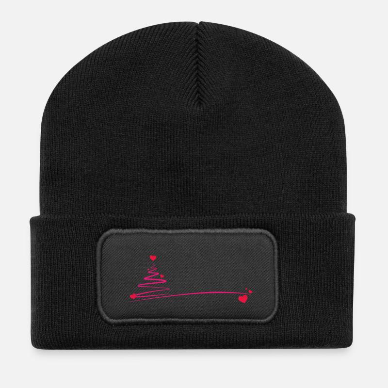 arbre de Noël avec le coeur - Beanie recyclé à patch - noir