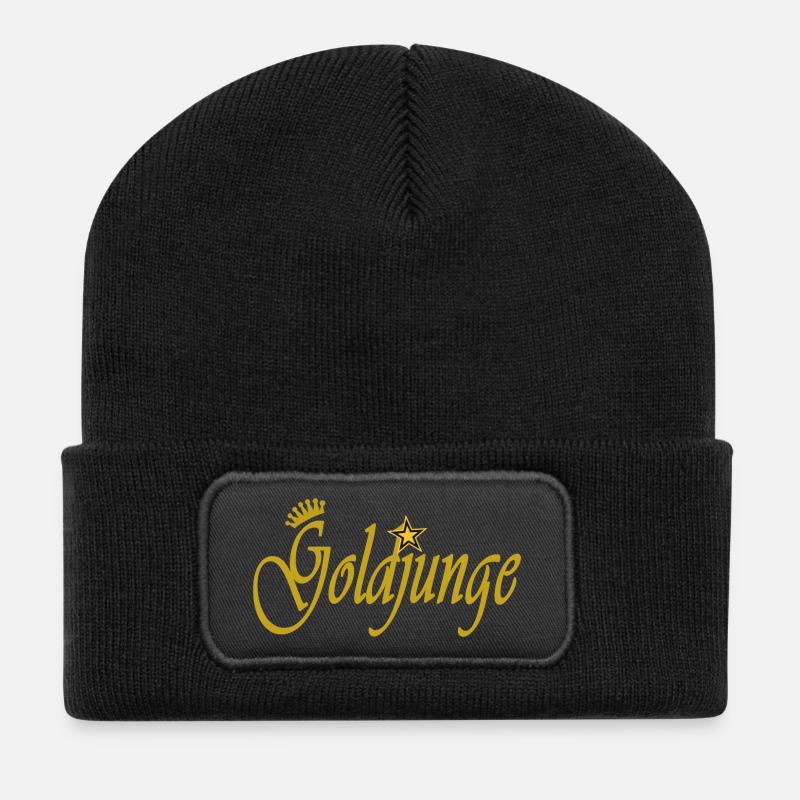goldjunge - Recycelte Patch Beanie - Schwarz