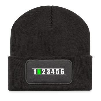 Moto cadeau idée cadeau pour les motocyclistes - Beanie recyclé à patch - charbon - Devant