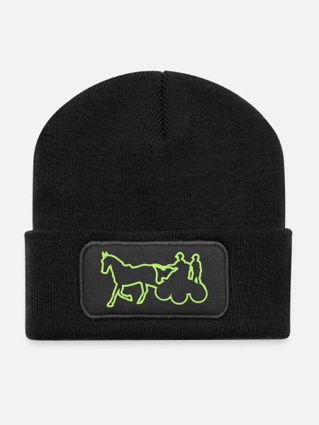 attelage sport cheval competition1 - Beanie recyclé à patch - noir
