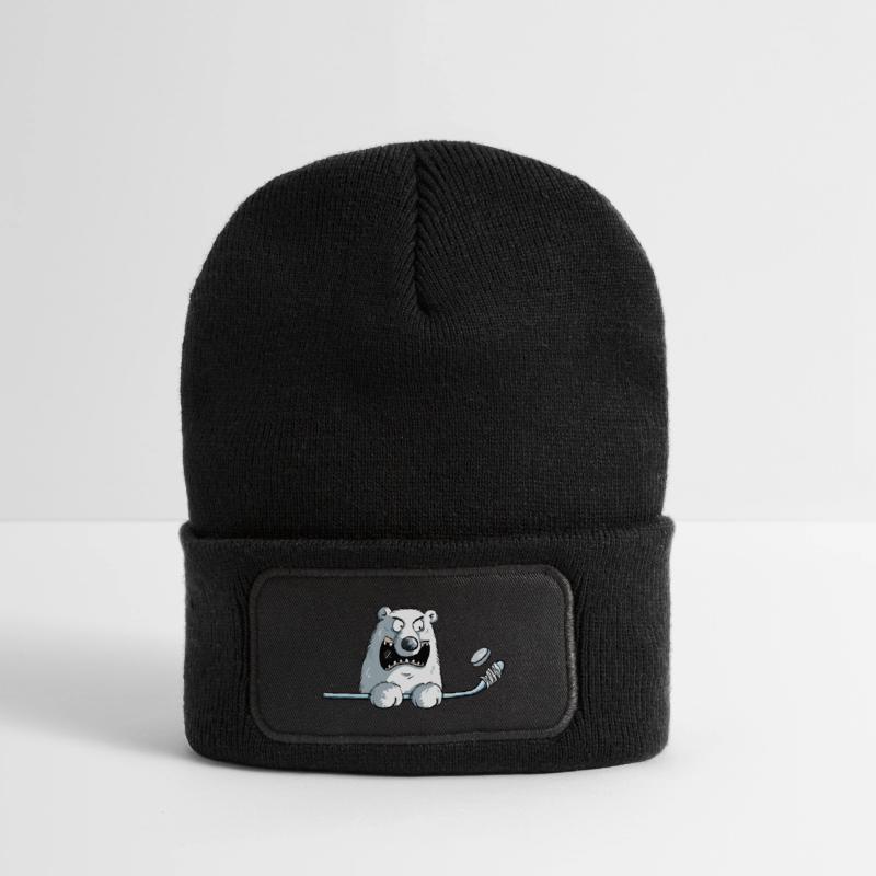 Cooler Eisbär Mit Eishockeyschläger I Eishockey Recycelte Patch Beanie