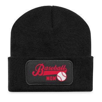Baseball MOM 2C - Recycelte Patch Beanie - Schwarz - Vorne