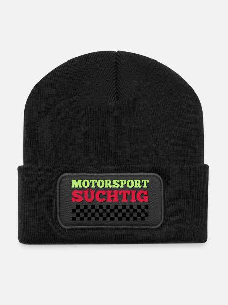Motorsport Süchtig - Recycelte Patch Beanie - Schwarz