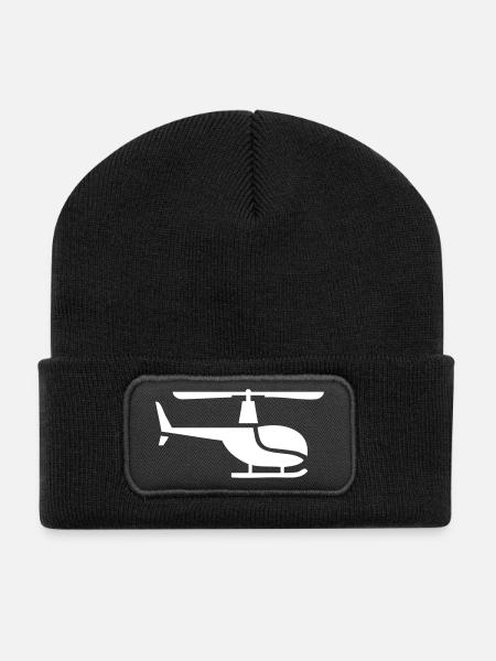 Hélicoptère sur le côté - Beanie recyclé à patch - noir