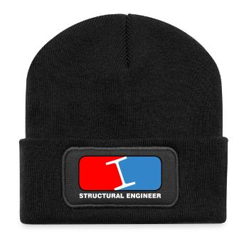Bauingenieur-Liga-Weißtext - Recycelte Patch Beanie - Schwarz - Vorne