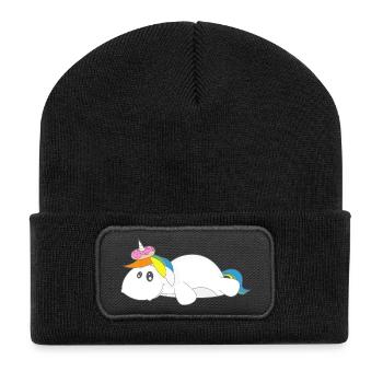Einhorn Donut Kringel Unicorn Geschenk lustig - Recycelte Patch Beanie - Schwarz - Vorne